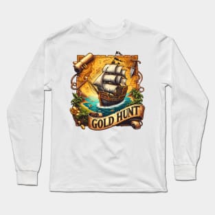 Pirate Ship, Gold Hunt Long Sleeve T-Shirt